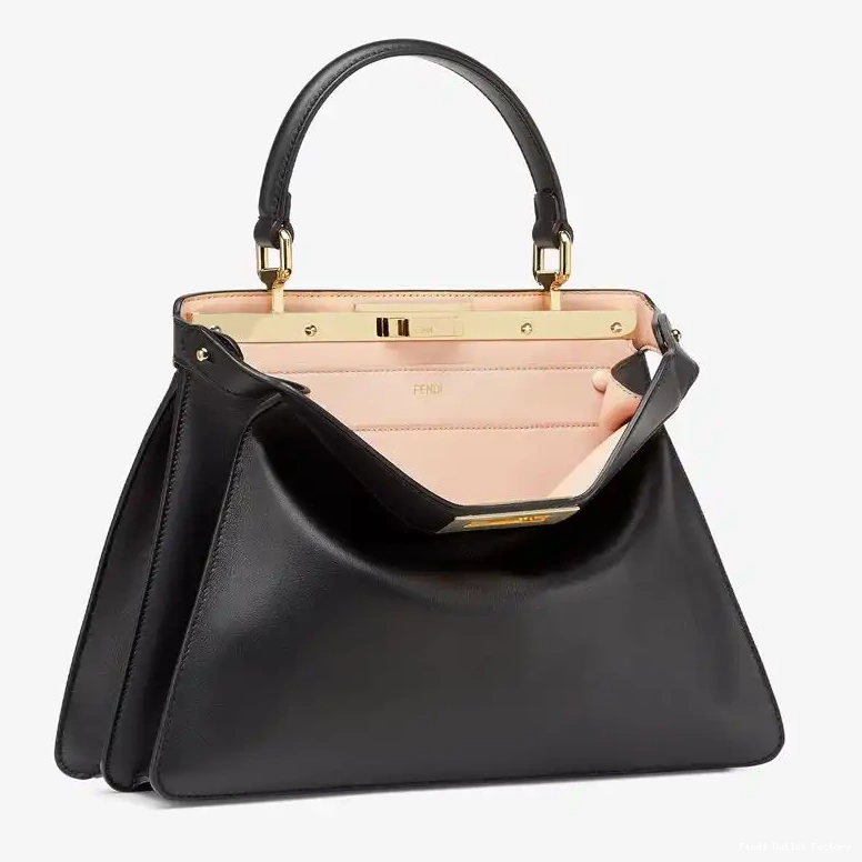 Vintage HOT Bag Nappa In Medium Black ISeeU Fendi Peekaboo Laether 0704